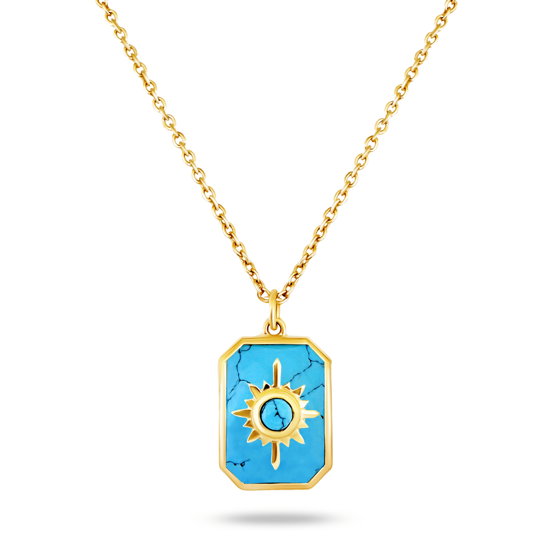 Collier doré Or jaune 18k assemblé de Turquoise - Maison Di Giorgio