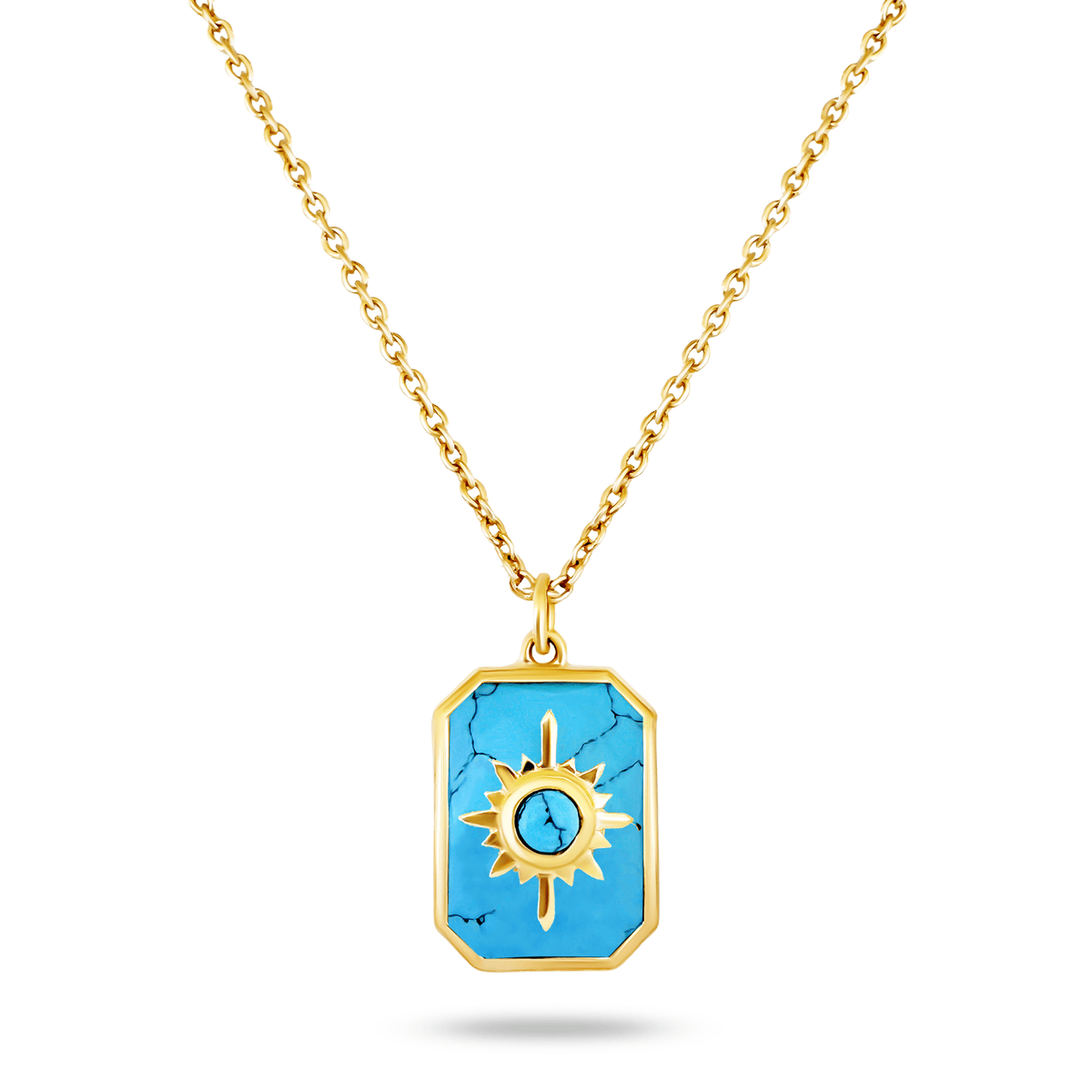 Collier doré Or jaune 18k assemblé de Turquoise - Maison Di Giorgio