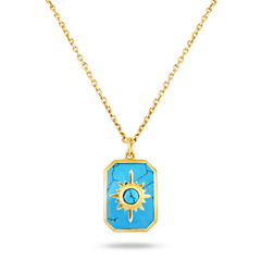 Collier doré Or jaune 18k assemblé de Turquoise - Maison Di Giorgio