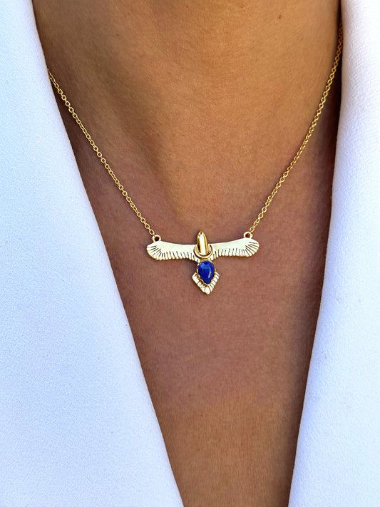 Collier doré Or jaune 18k assemblé de Lapis - lazuli - Maison Di Giorgio