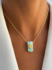Collier doré Or jaune 18k assemblé d'Amazonite - Maison Di Giorgio