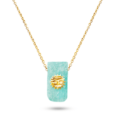 Collier doré Or jaune 18k assemblé d'Amazonite - Maison Di Giorgio