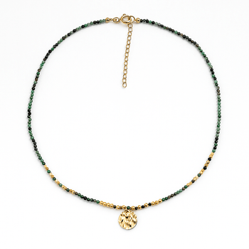 Collier perles doré Or jaune 18k assemblé de Turquoise - Maison Di Giorgio
