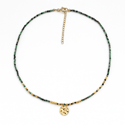 Collier perles doré Or jaune 18k assemblé de Turquoise - Maison Di Giorgio