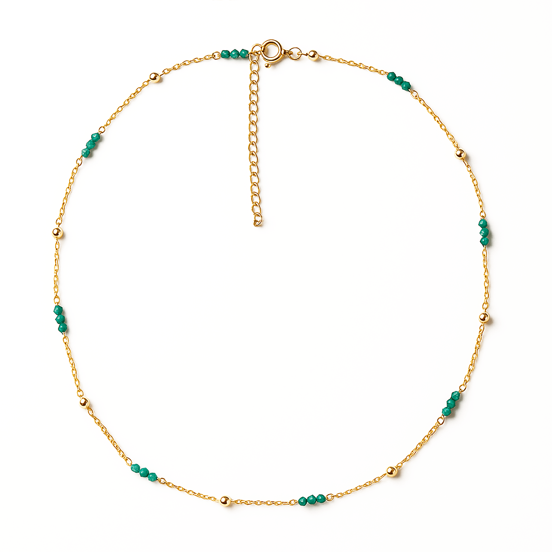 Collier perles et chaîne dorée Or jaune 19k assemblé de Jade verte - Maison Di Giorgio