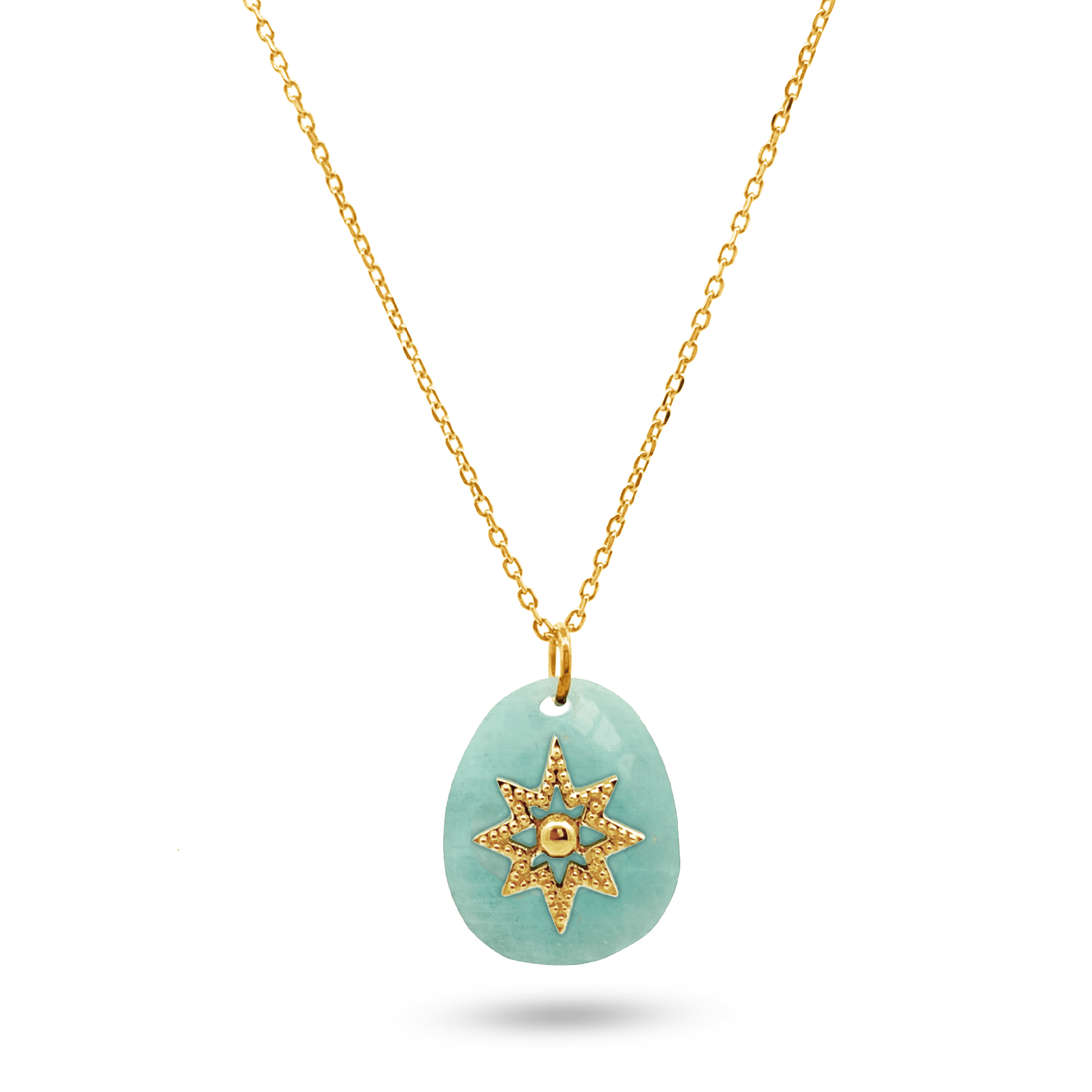 Collier doré Or jaune 18k assemblé de Amazonite - Maison Di Giorgio