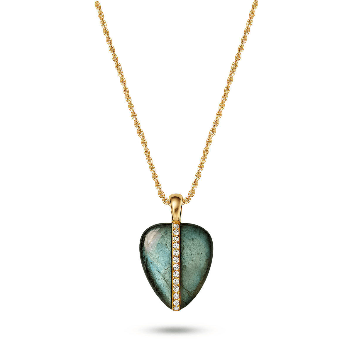 Collier doré Or jaune 18k assemblé de Labradorite et d'Oxyde de zirconium - Maison Di Giorgio