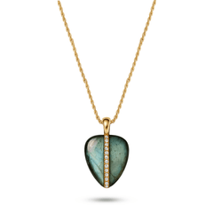 Collier doré Or jaune 18k assemblé de Labradorite et d'Oxyde de zirconium - Maison Di Giorgio