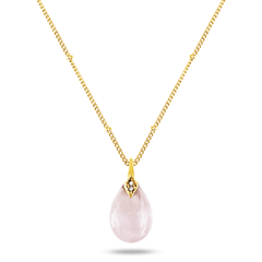Collier doré Or jaune 18k assemblé de Quartz rose et d'Oxyde de zirconium - Maison Di Giorgio