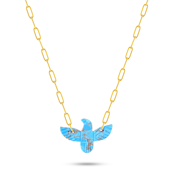 Collier doré Or jaune 18k assemblé de turquoise - Maison Di Giorgio