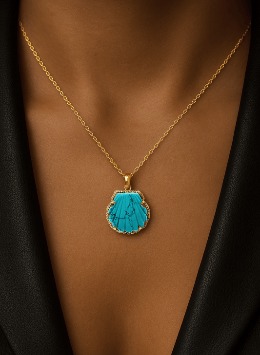 Collier doré Or jaune 18k assemblé de Turquoise et d'Oxyde de zirconium - Maison Di Giorgio