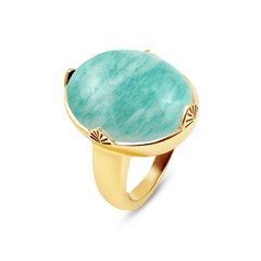 Bague dorée Or jaune 18k assemblée d'Amazonite - Maison Di Giorgio