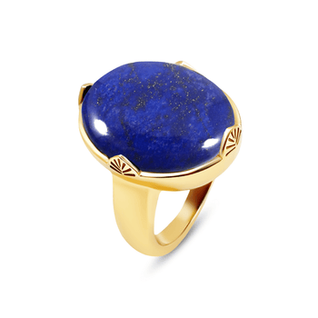 Bague dorée Or jaune 18k assemblée de Lapis - lazuli - Maison Di Giorgio