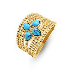 Bague dorée Or jaune 18k assemblée de Turquoise - Maison Di Giorgio