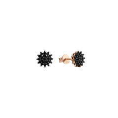 Boucles d'oreilles en Argent 925 doré Or rose 18k assemblées d'oxyde de zirconium noir