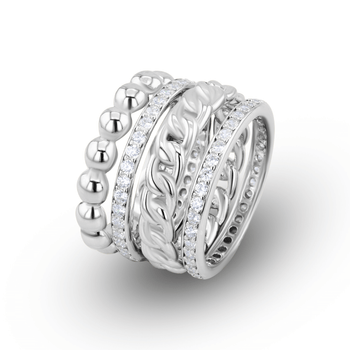Composition de bagues en Argent 925 plaqué Rhodium assemblées d'Oxyde de zirconium - Maison Di Giorgio