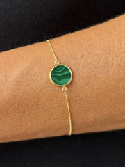 Bracelet - Or jaune 9k, Malachite - Maison Di Giorgio