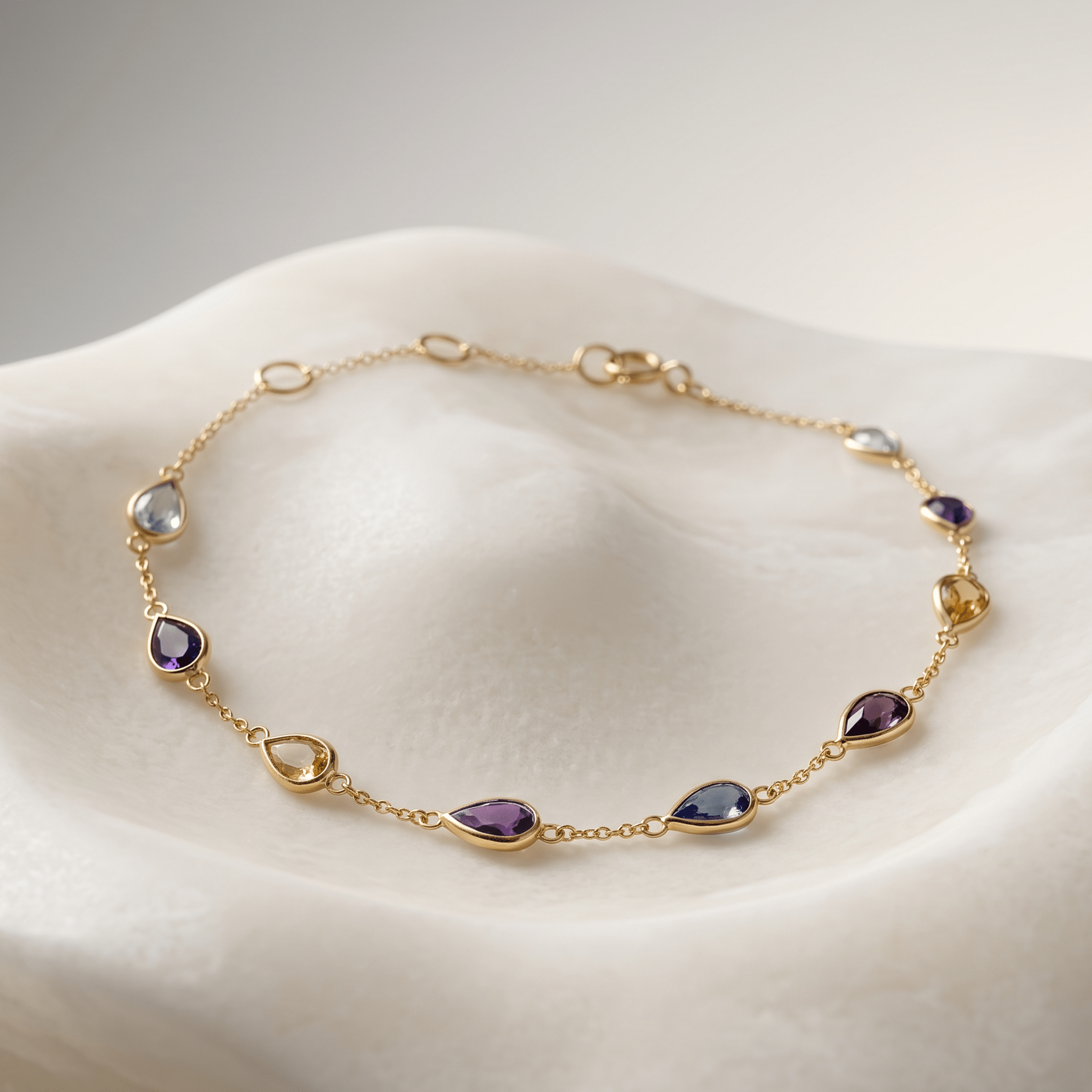 Bracelet - Or jaune 9k, Améthyste, Citrine, Rhodolite, Topaze, Tanzanite - Maison Di Giorgio