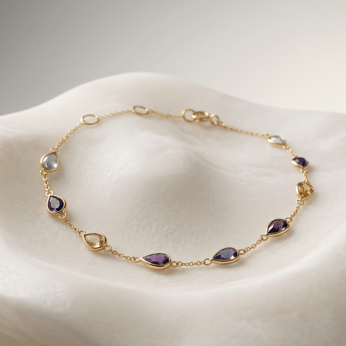 Bracelet - Or jaune 9k, Améthyste, Citrine, Rhodolite, Topaze, Tanzanite - Maison Di Giorgio