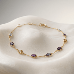 Bracelet - Or jaune 9k, Améthyste, Citrine, Rhodolite, Topaze, Tanzanite - Maison Di Giorgio