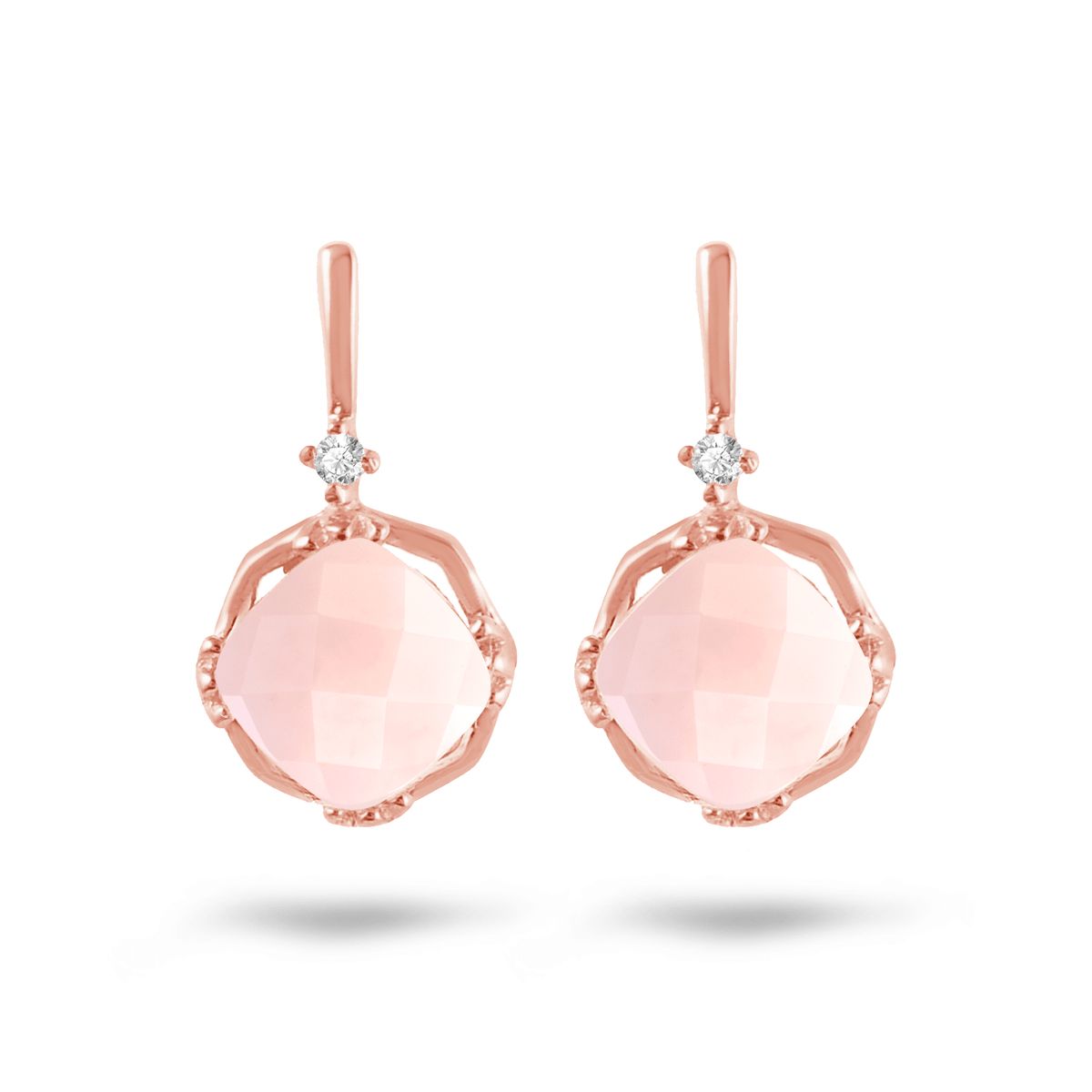 Boucle d'oreille - Or rose 9k, Topaze et Quartz - Maison Di Giorgio