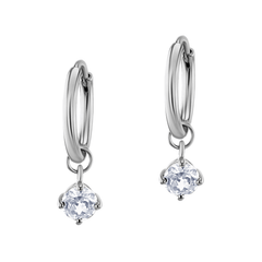 Boucle d'oreille - Or blanc 9k rhodié, Topaze - Maison Di Giorgio