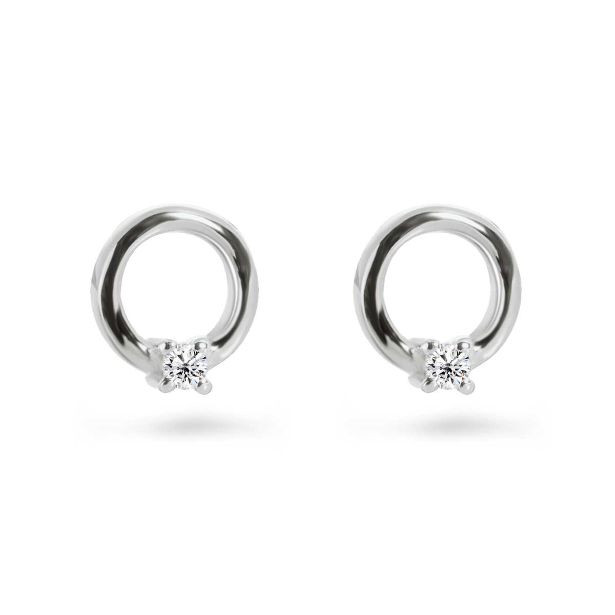 Boucles d'oreilles en Or blanc 9k assemblées de Diamant HSI