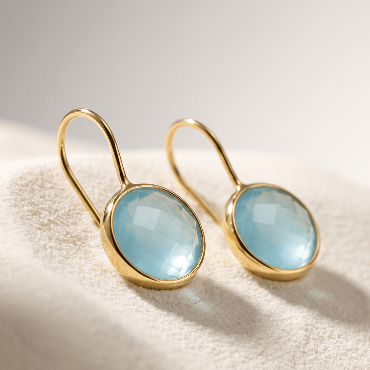 Boucle d'oreille - Or jaune 9k, Calcédoine - Maison Di Giorgio