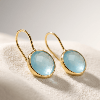 Boucle d'oreille - Or jaune 9k, Calcédoine - Maison Di Giorgio