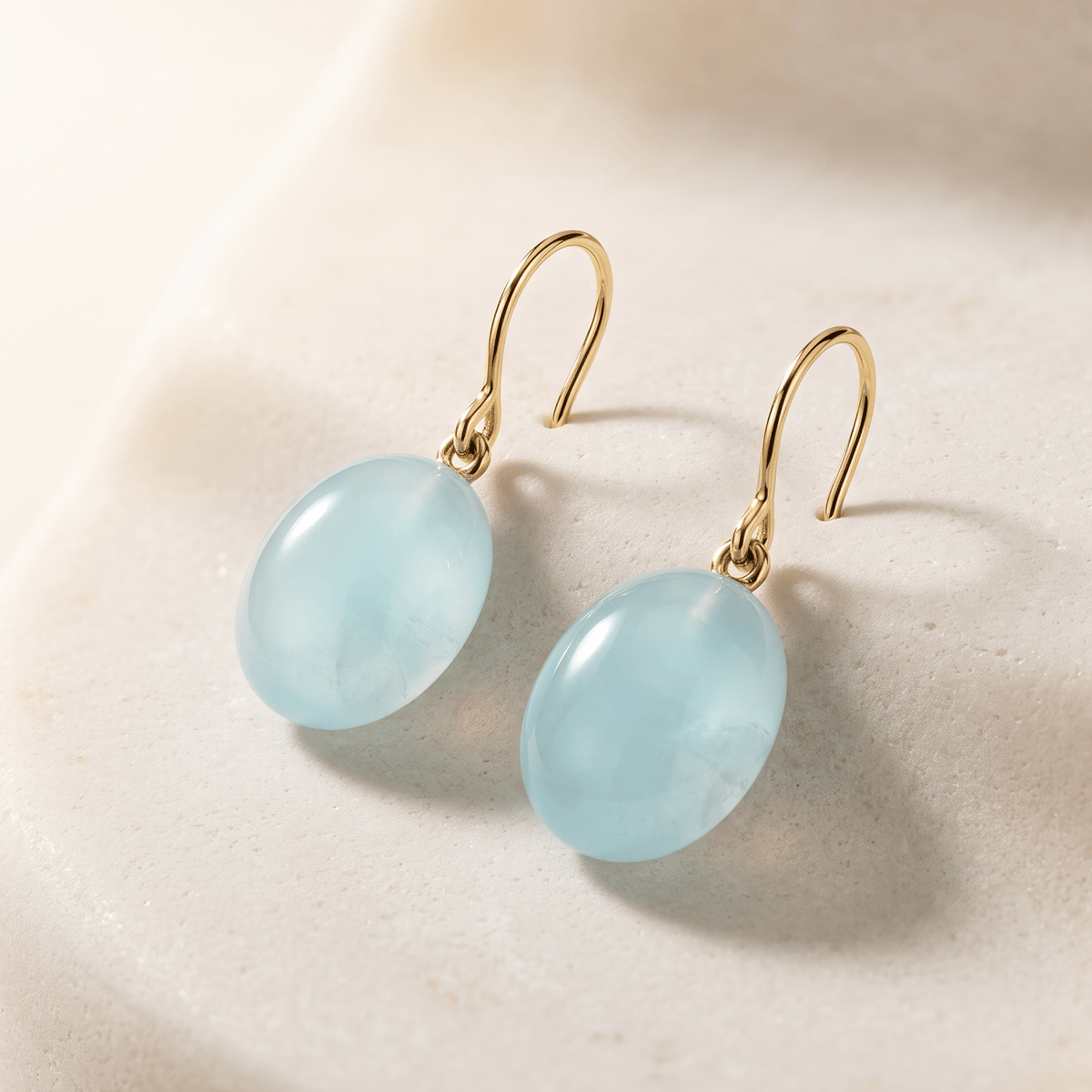 Boucle d'oreille - Or jaune 9k, Calcédoine - Maison Di Giorgio