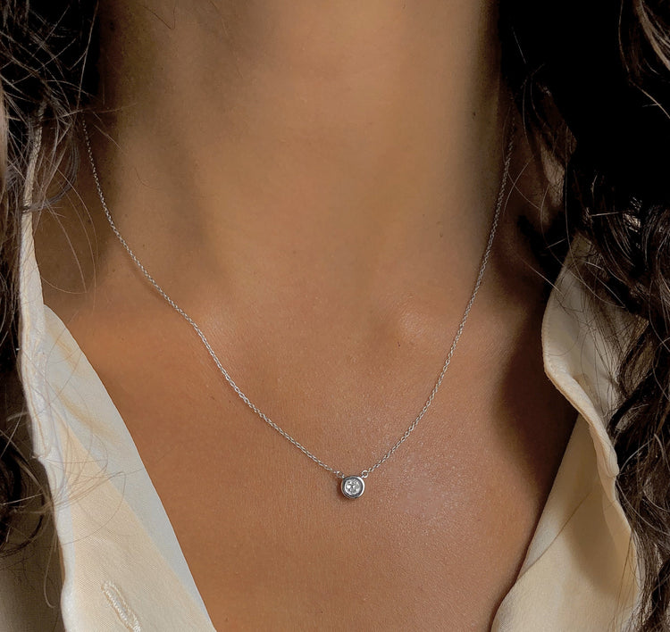 Collier en Or blanc 9k assemblé de Diamant HSI - Maison Di Giorgio