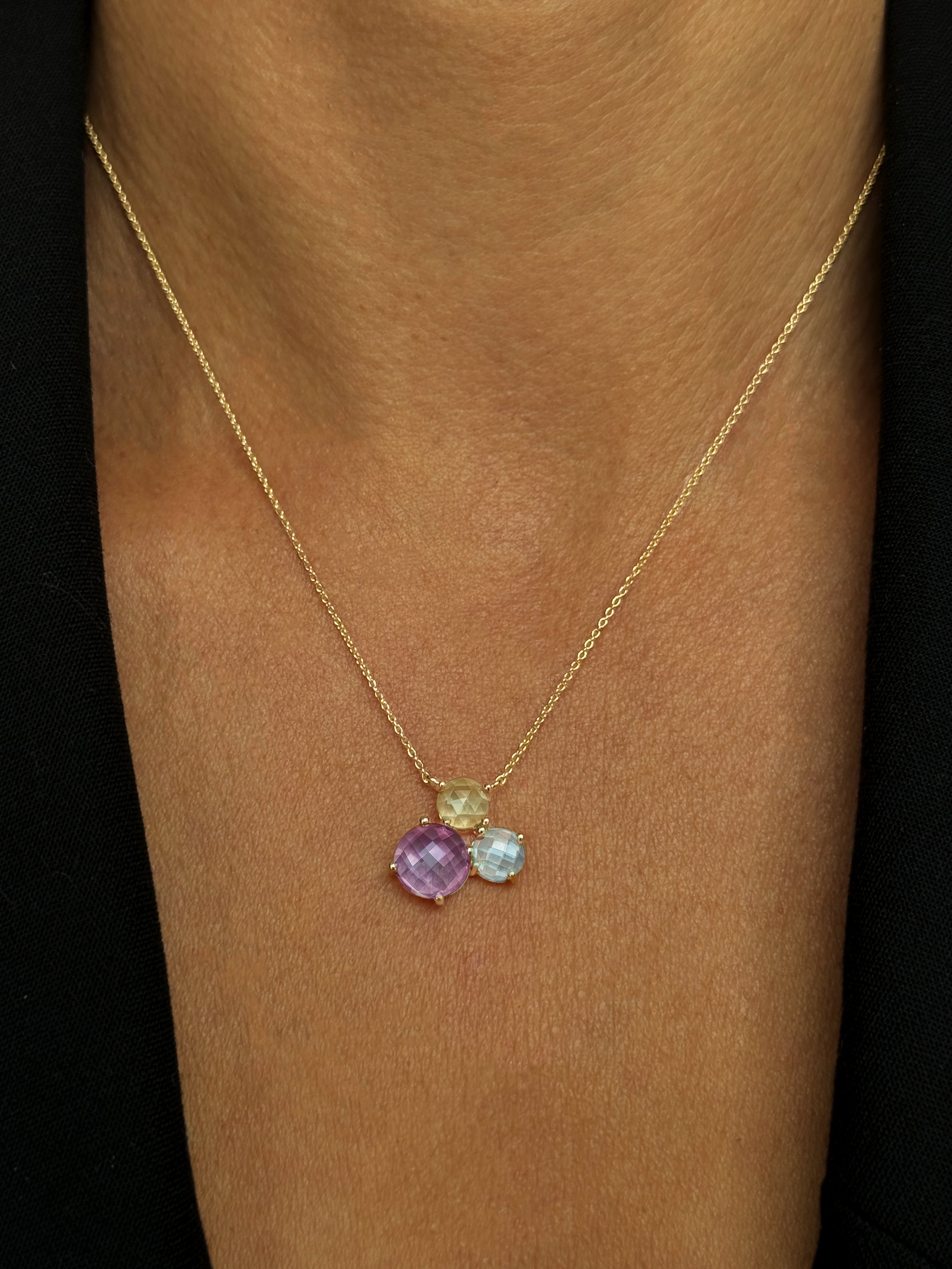 Collier - Or jaune 9k, Améthystes et Topaze - Maison Di Giorgio
