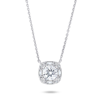 Collier en Or blanc 9k assemblé de Diamant HSI et Topaze blanche - Maison Di Giorgio