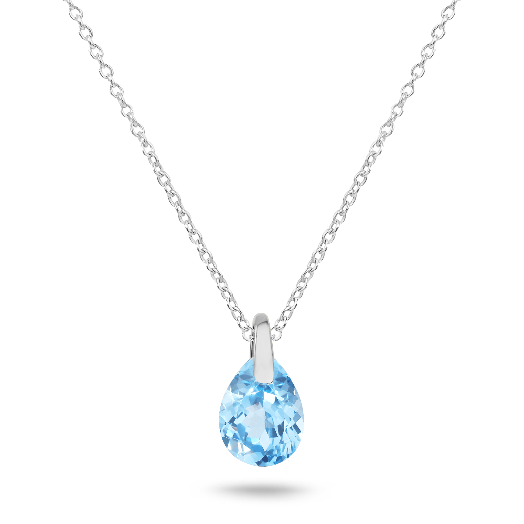 Pendentif en Or blanc 9k assemblé de Topaze bleu ciel - Maison Di Giorgio