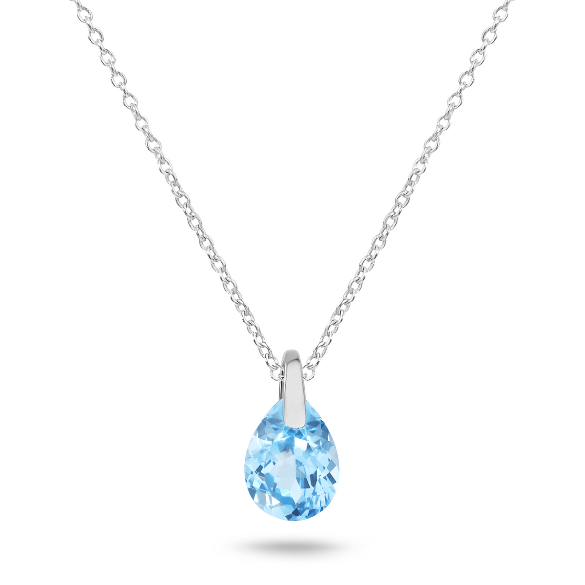 Pendentif en Or blanc 9k assemblé de Topaze bleu ciel - Maison Di Giorgio