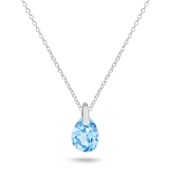Pendentif en Or blanc 9k assemblé de Topaze bleu ciel - Maison Di Giorgio