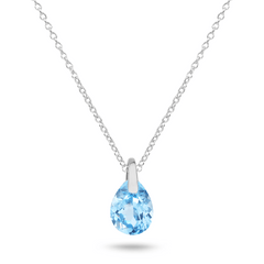 Pendentif en Or blanc 9k assemblé de Topaze bleu ciel - Maison Di Giorgio