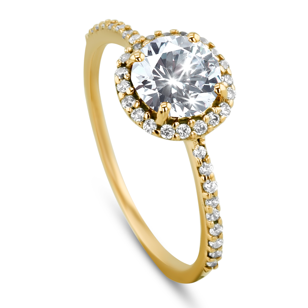 Bague en Or jaune 9k assemblée de Diamant HSI et Topaze blanche
