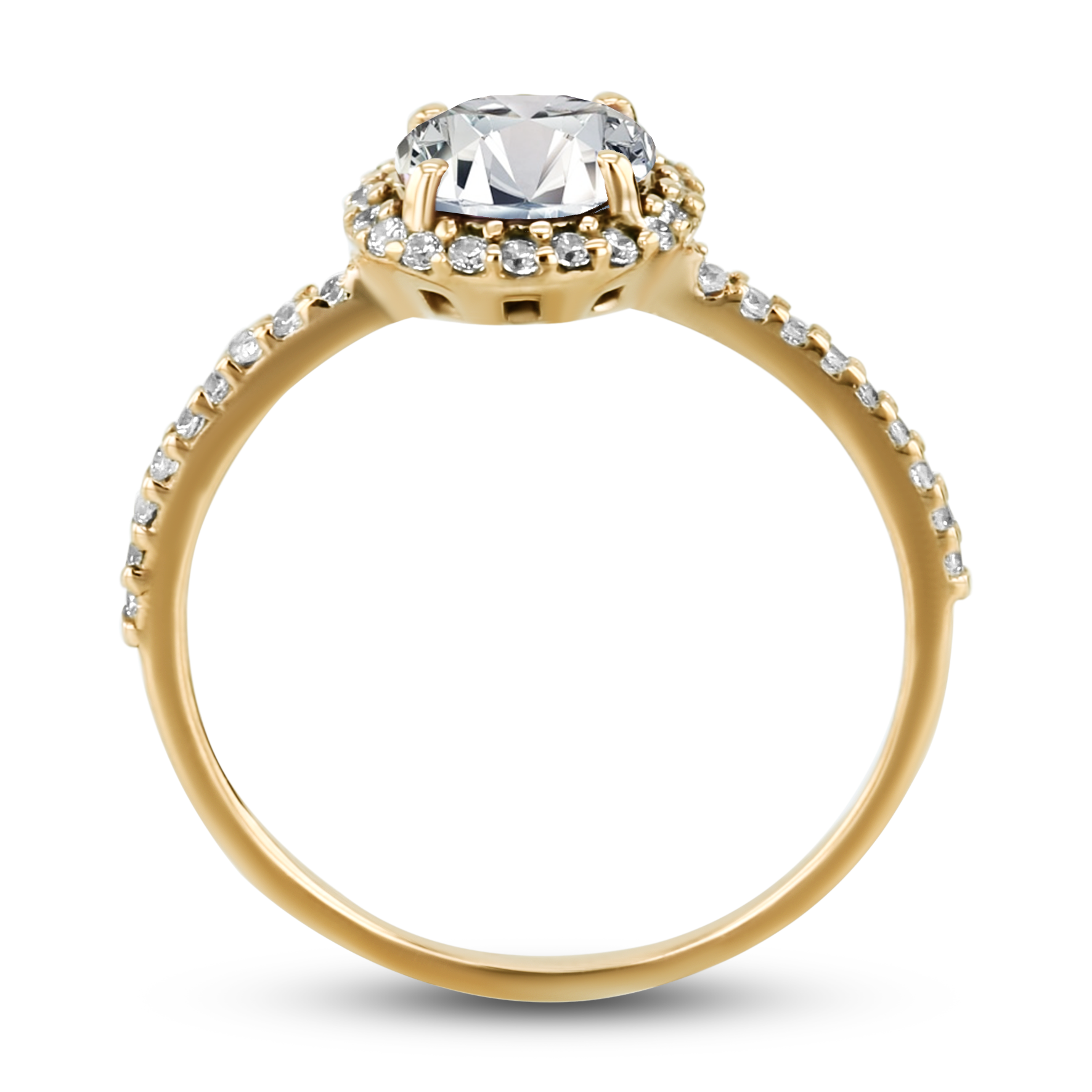 Bague en Or jaune 9k assemblée de Diamant HSI et Topaze blanche