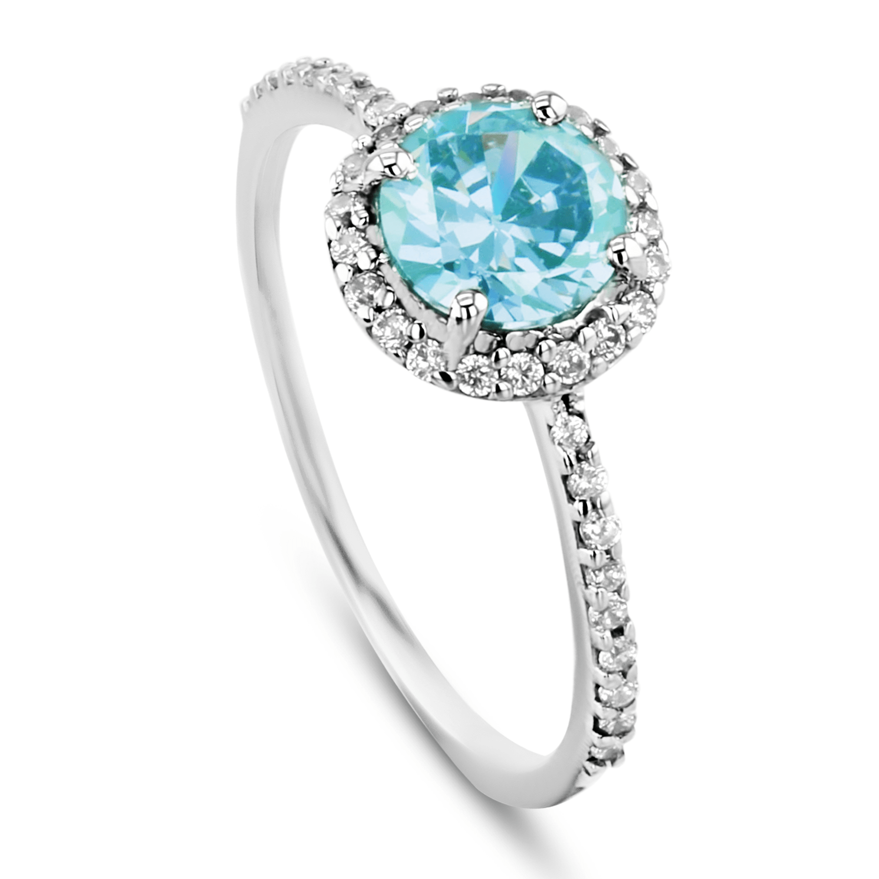 Bague en or blanc 9k rhodié, Diamant et Topaze - Maison Di Giorgio