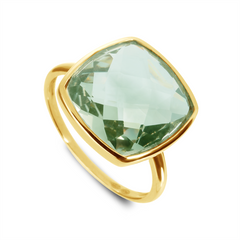 9k Yellow Gold Ring Set with Green Amethyst