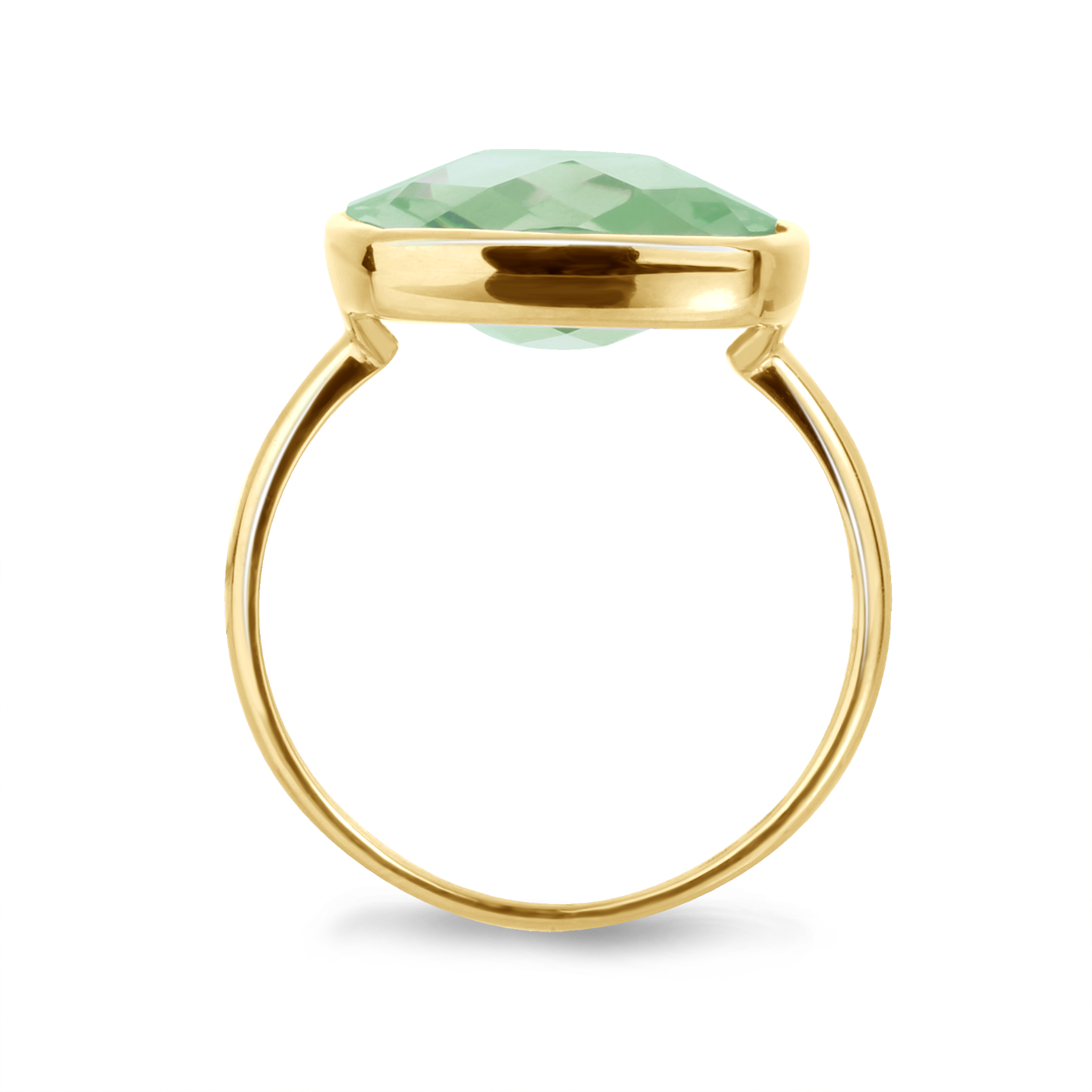 9k Yellow Gold Ring Set with Green Amethyst