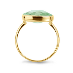 9k Yellow Gold Ring Set with Green Amethyst