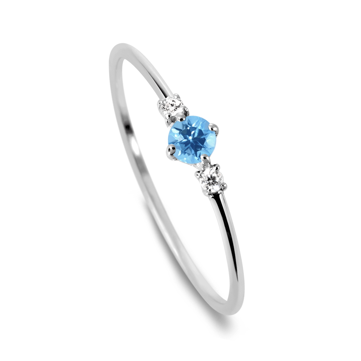 Bague en or blanc 9k rhodié, Diamant et Topaze - Maison Di Giorgio