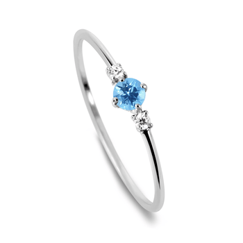 Bague en or blanc 9k rhodié, Diamant et Topaze - Maison Di Giorgio
