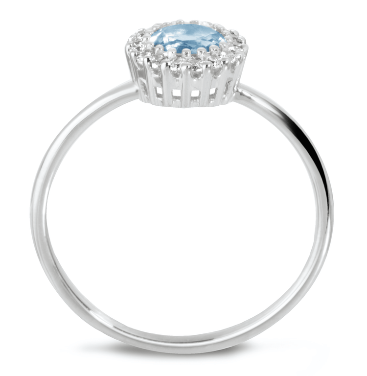 Bague en or blanc 9k rhodié, Diamant et Topaze - Maison Di Giorgio
