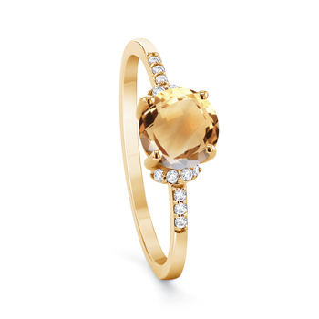 Bague en Or jaune 9k assemblée de Diamant HSI et Citrine - Maison Di Giorgio