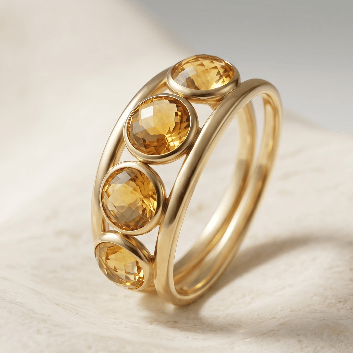 Bague - Or jaune 9k, Citrine - Maison Di Giorgio