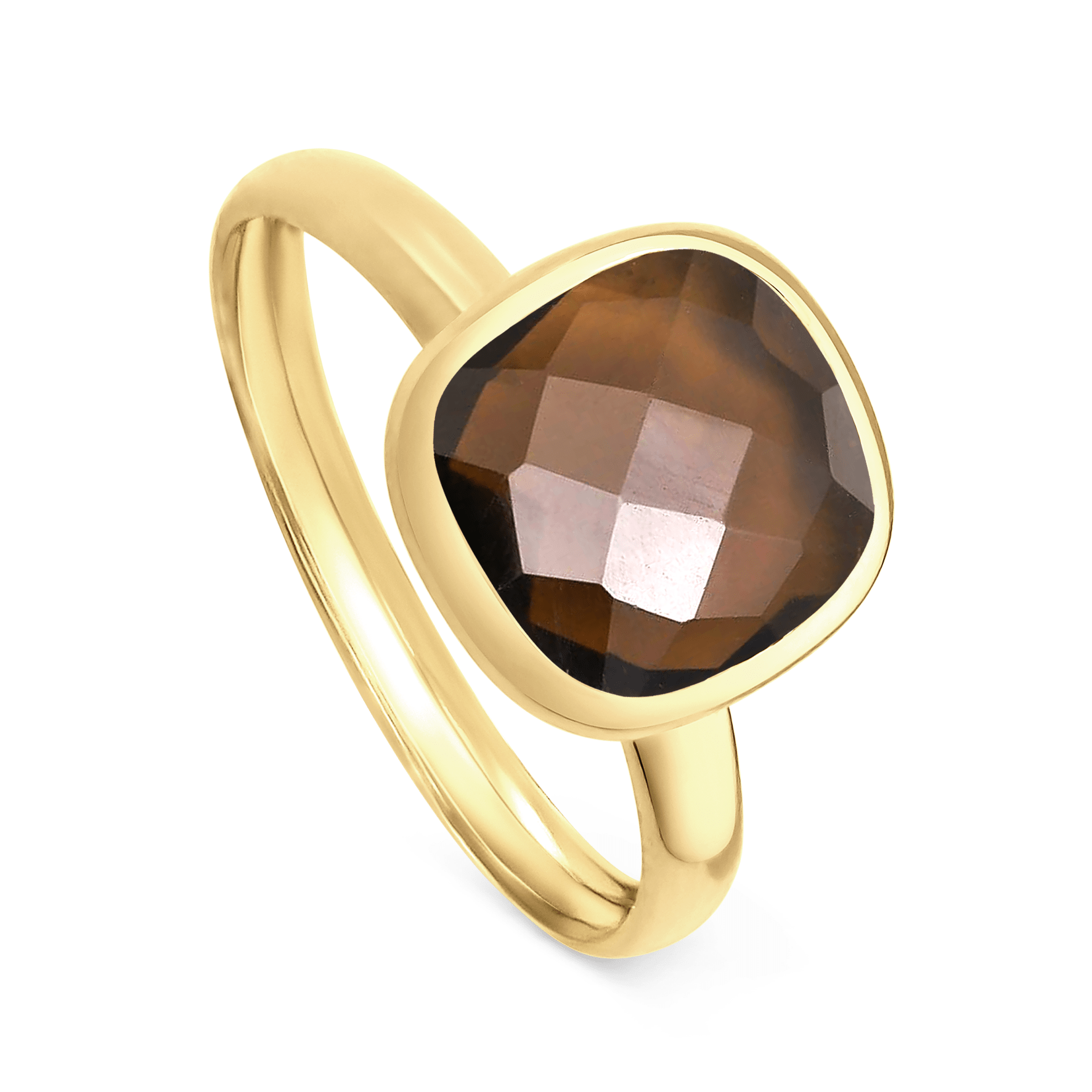 Bague en Or jaune 9k assemblée de Quartz fumé - Maison Di Giorgio