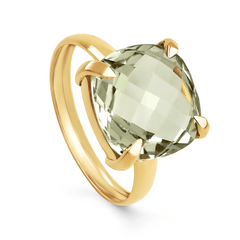 Bague en Or jaune 9k assemblée d'Améthyste verte - Maison Di Giorgio